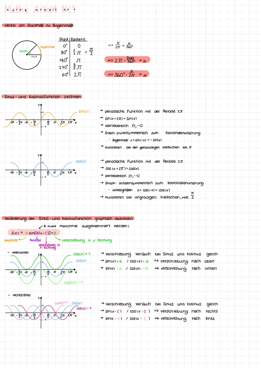 • Winkel von Gradmaß zu Bogenmaß
Winkel
B
r=1
-2JT
-डुंग -
arbeit
• Sinus- und Kosinusfunktion zeichnen
ਬਲਜ
गंग रंग x
f(x) = A·sin[B(x-C)] +