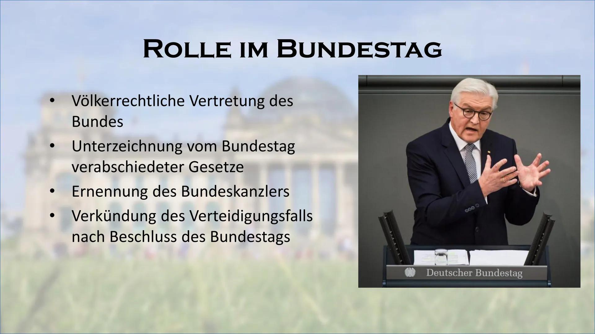 DER
H BUNDESPRÄSIDENT
FI • ALLGEMEININFORMATIONEN
AUFGABEN – INLANDPOLITIK
• AUFGABEN – AUSLANDPOLITIK
●
●
INHALTSVERZEICHNIS
●
ROLLE IM BUN