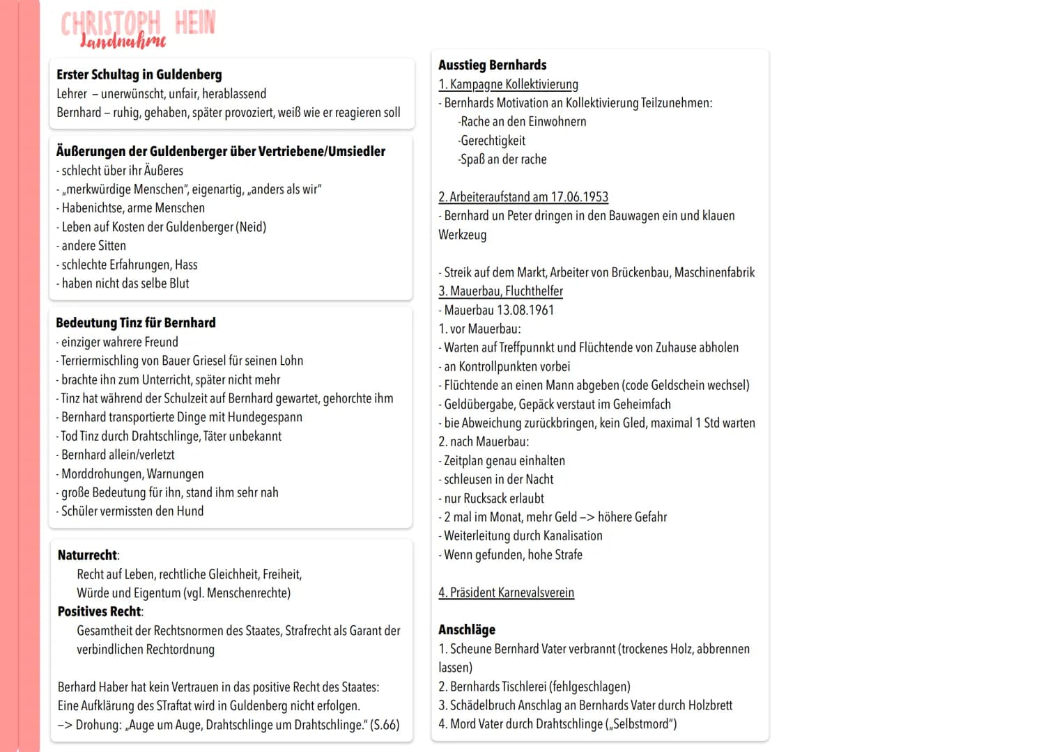CHRISTOPH HEIN
Landnehme
INHALT:
- Nach dem zweiten Weltkrieg umgesiedelter Bernhard Haber
- Integriert sich erfolgreich in seiner neuen Hei