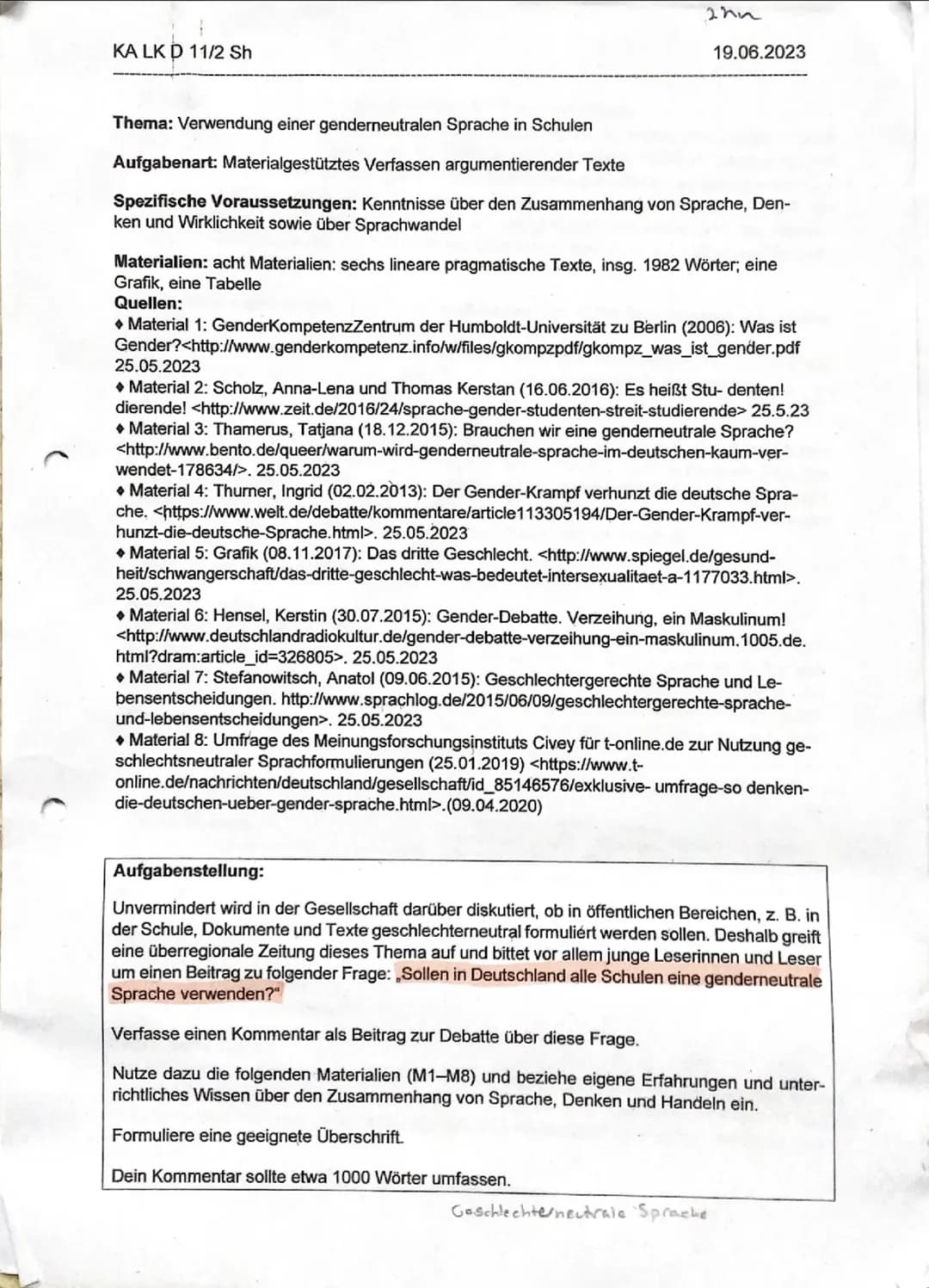 Materialgestütztes Schreiben: Gendern in der Schule einfach erklärt