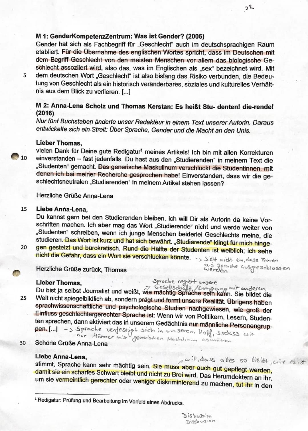 KA LK D 11/2 Sh
2nn
Thema: Verwendung einer genderneutralen Sprache in Schulen
Aufgabenart: Materialgestütztes Verfassen argumentierender Te