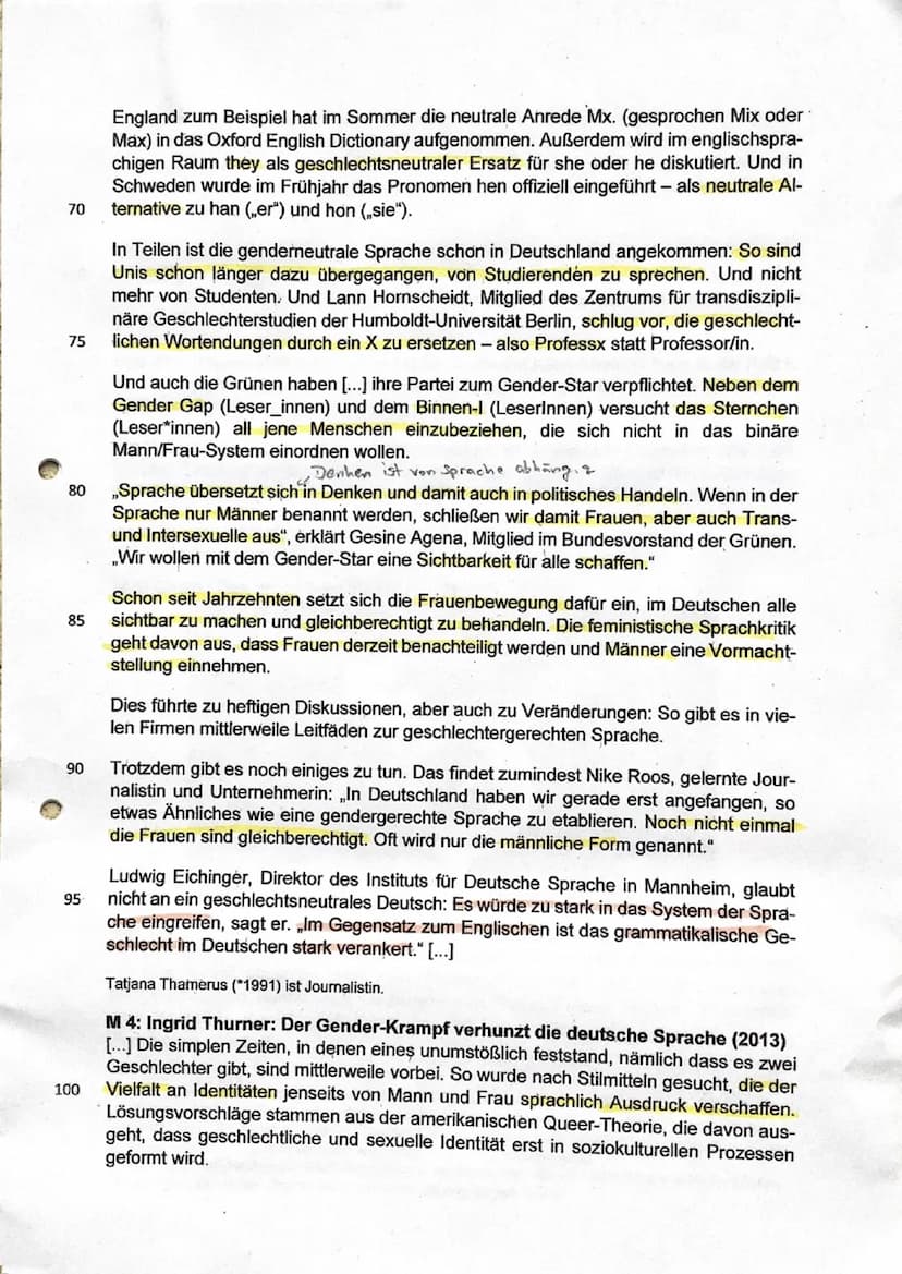 KA LK D 11/2 Sh
2nn
Thema: Verwendung einer genderneutralen Sprache in Schulen
Aufgabenart: Materialgestütztes Verfassen argumentierender Te