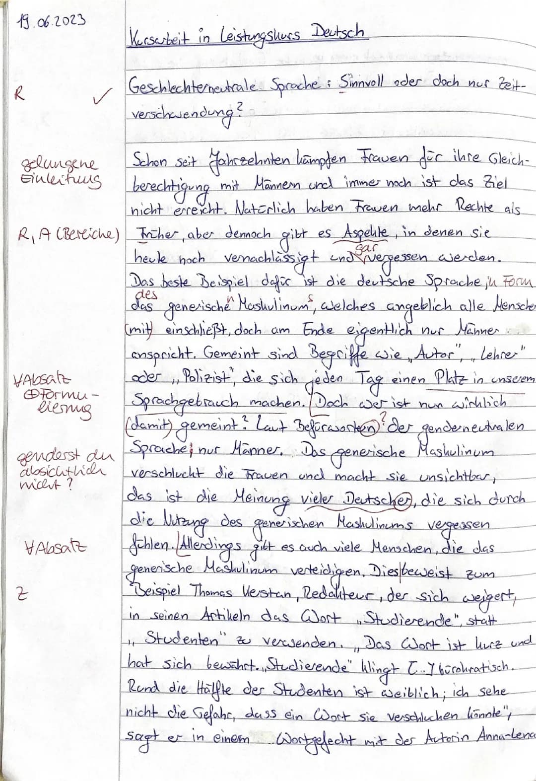 KA LK D 11/2 Sh
2nn
Thema: Verwendung einer genderneutralen Sprache in Schulen
Aufgabenart: Materialgestütztes Verfassen argumentierender Te