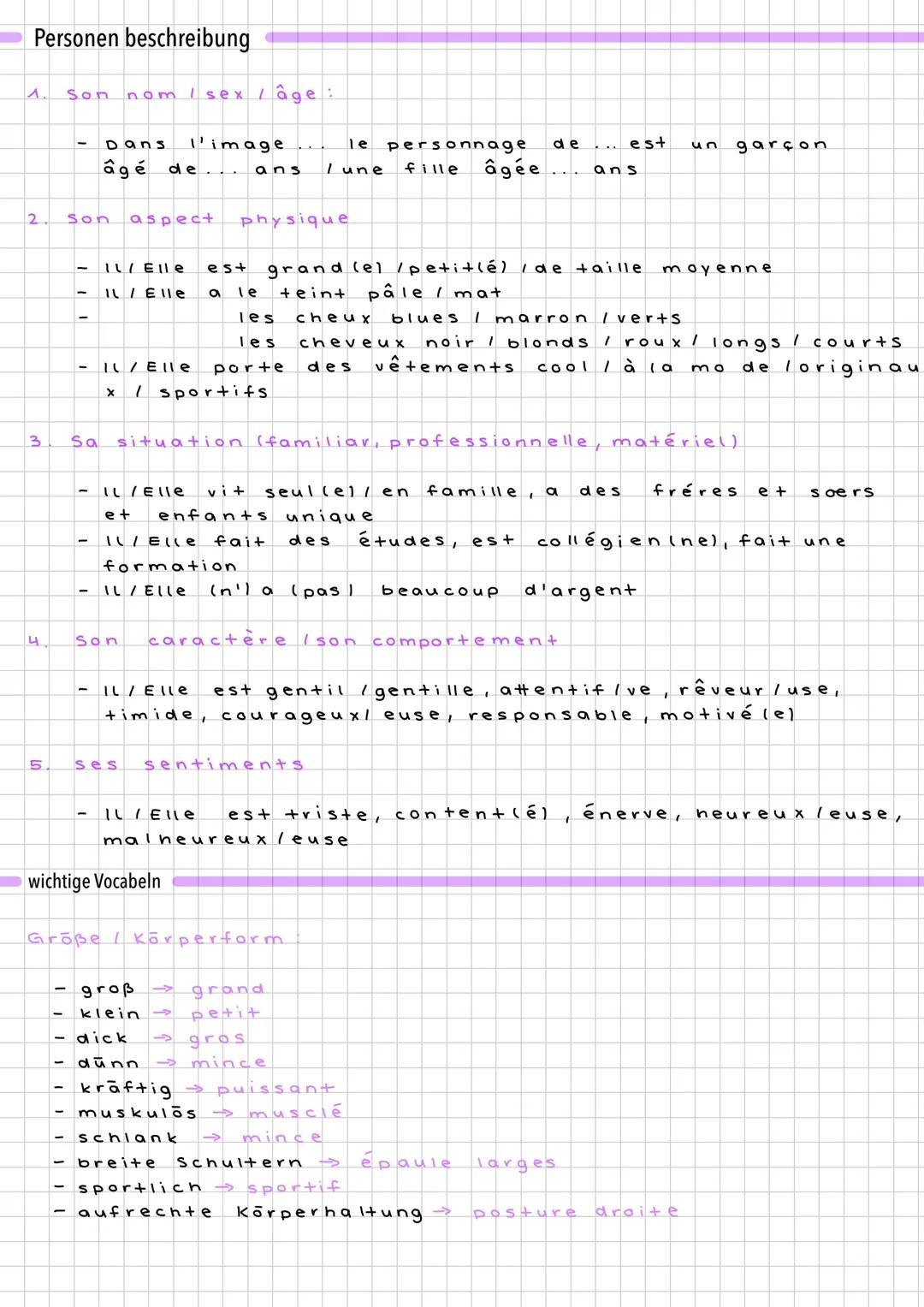 Personen beschreibung
2
3
4
5
Son nom / sex / âge:
Dans l'image
le personnage de
âgé de... ans Lune fille
Son
aspect physique
- IL / Elle po