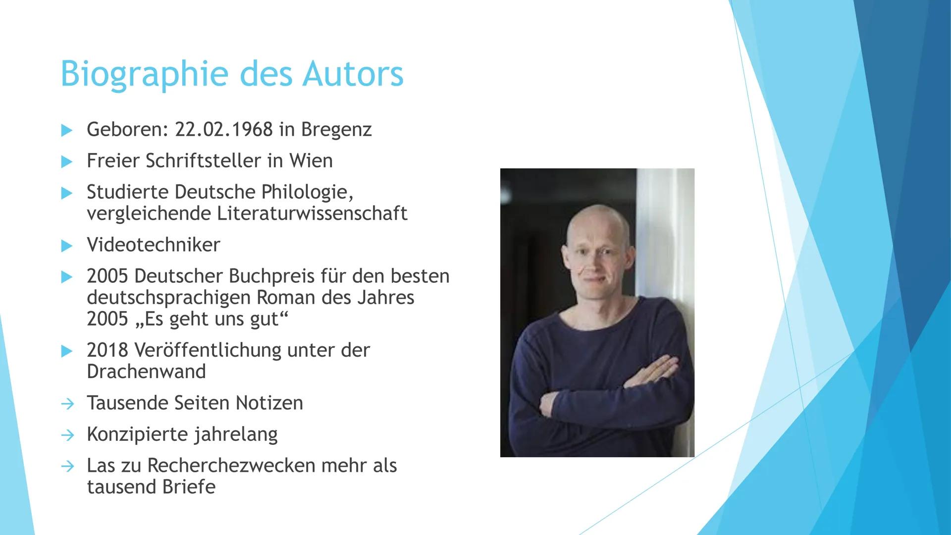 Unter der
Drachenwand
dtv
Arno Geiger
Unter der Drachenwand
Roman
SPIEGEL
Bestseller Gliederung
Biographie des Autors
Epoche
Inhalt
Figuren
