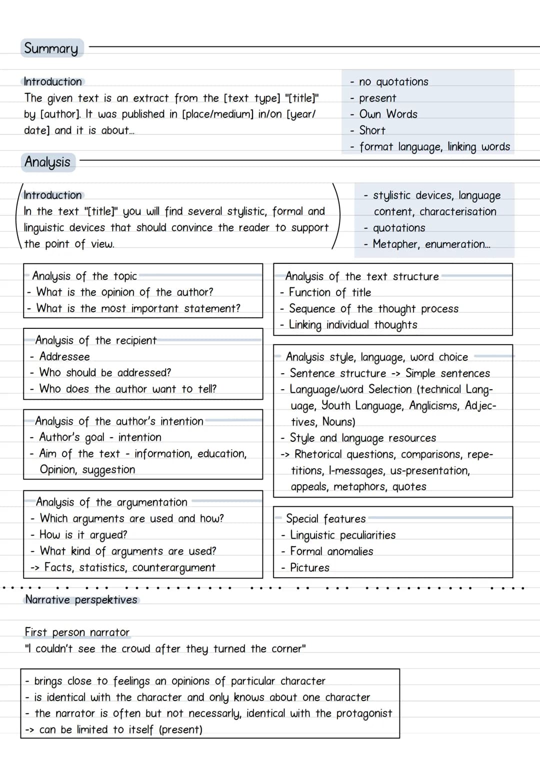 Summary
Introduction
The given text is an extract from the [text type] "[title]"
by [author]. It was published in [place/medium] in/on [year