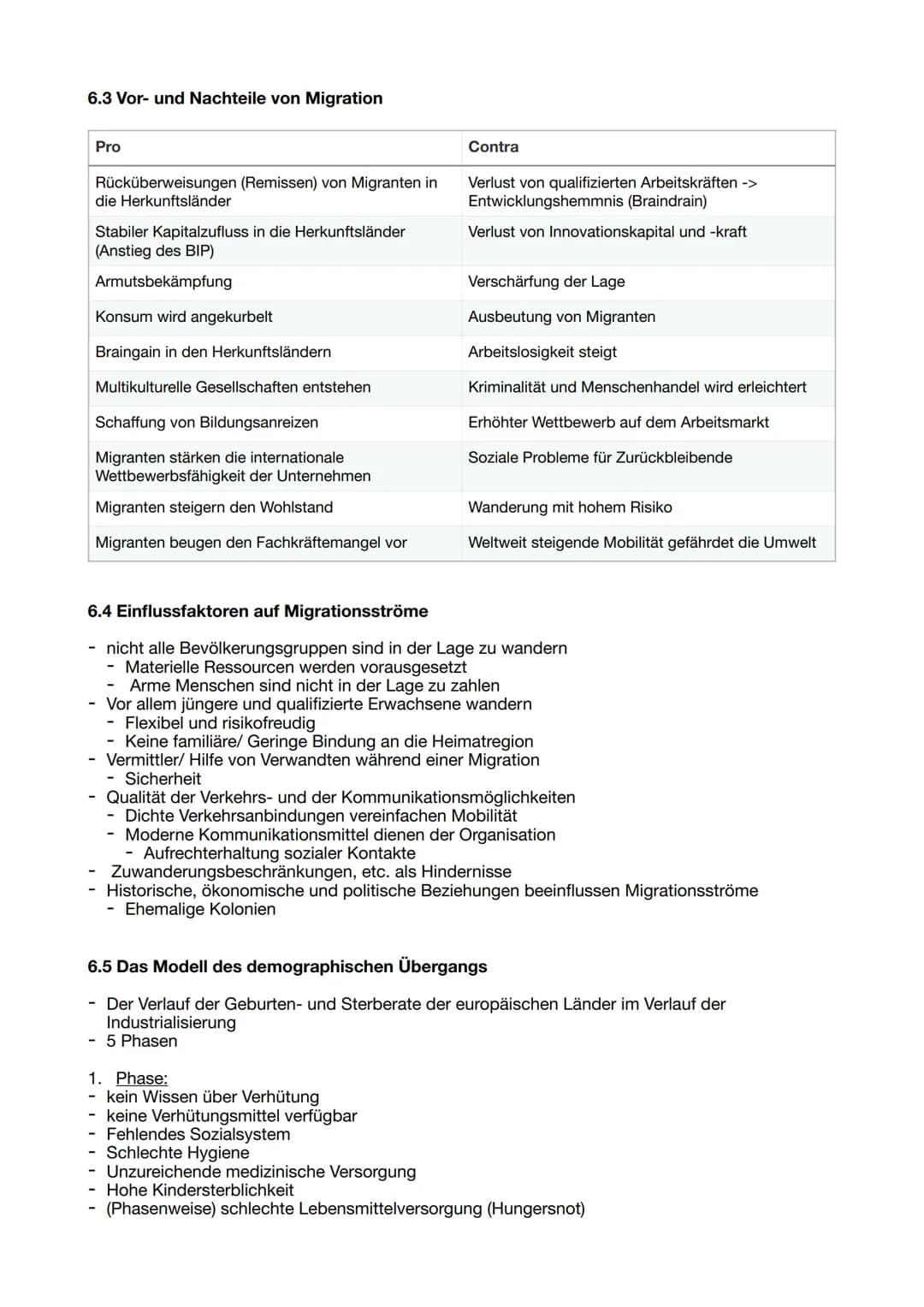 6. Bevölkerungsentwicklung und Migration
6.1 Vokabelliste
6.2 Ursachen von Migration
6.2.1 Das Push-Pull-Modell der Migration von Everet S. 