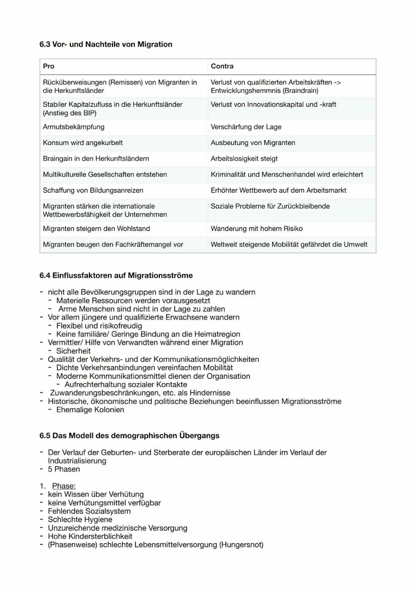 6. Bevölkerungsentwicklung und Migration
6.1 Vokabelliste
6.2 Ursachen von Migration
6.2.1 Das Push-Pull-Modell der Migration von Everet S. 
