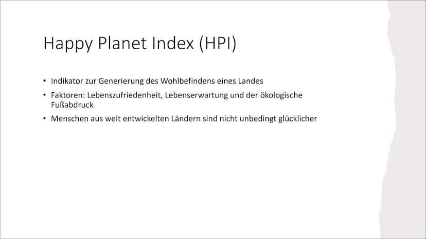 Qualitatives Wachstum und
nachhaltige Entwicklung Inhalt:
1) BIP als Wohlstandsindikator
Schwächen des BIP
➤ Faktoren für eine neue Wohlstan