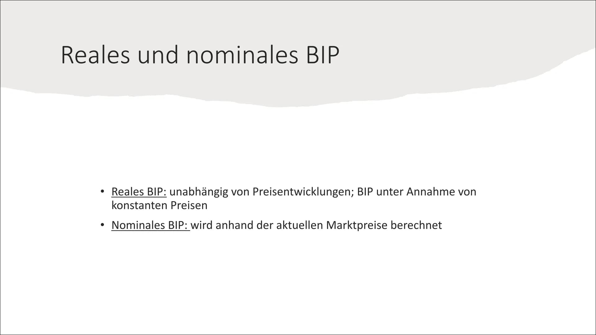 Qualitatives Wachstum und
nachhaltige Entwicklung Inhalt:
1) BIP als Wohlstandsindikator
Schwächen des BIP
➤ Faktoren für eine neue Wohlstan