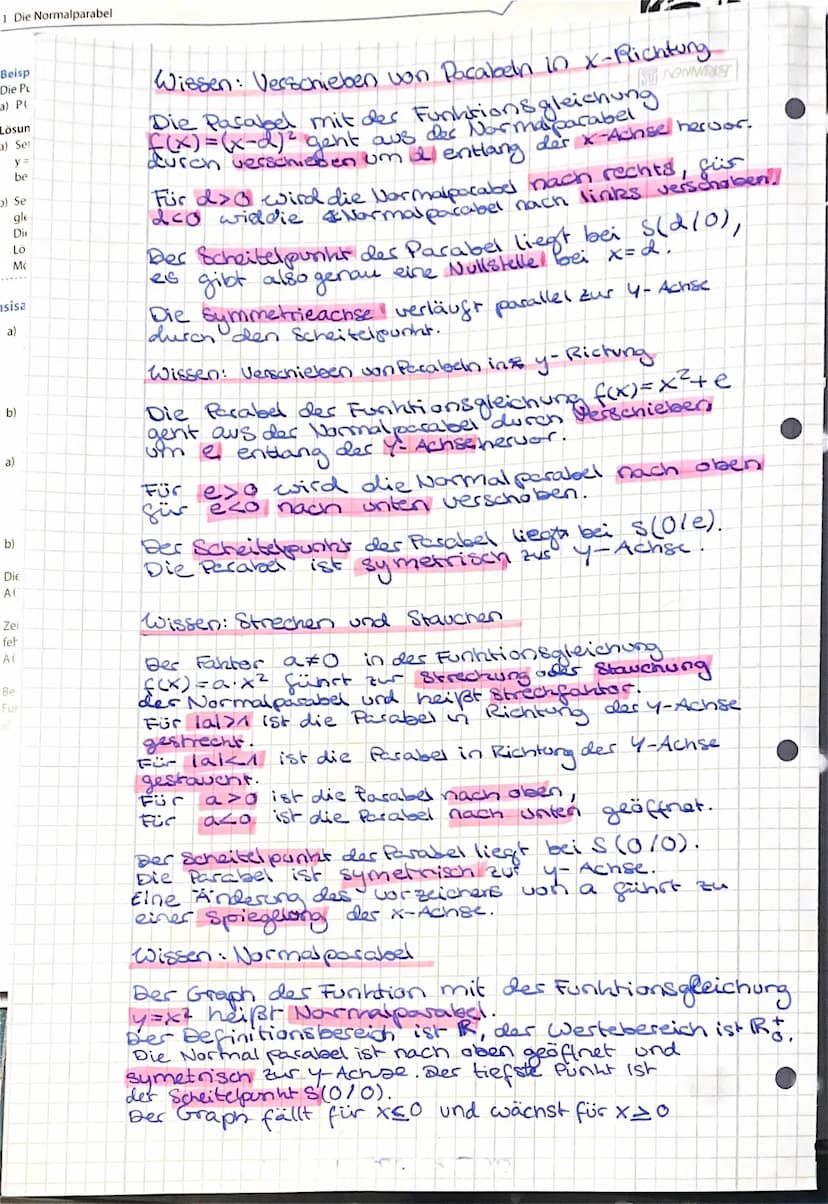 ormalparabel
Mathe
Scheitelpunktform
+ nach oben geöffnet (
- nach unten geöffenet (1
Öffnung
f(x = ±a• (x-d), te
Streckung,
Stauchung
versc