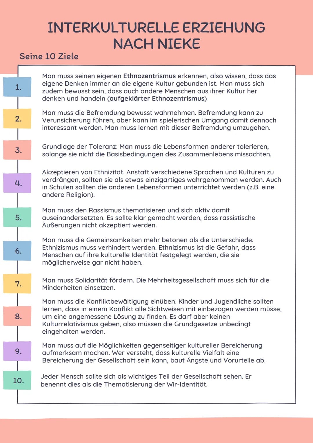 INTERKULTURELLE ERZIEHUNG
NACH NIEKE
Historischer Kontext
o Gastarbeiter kamen nach dem 2. Weltkrieg
nach Deutschland, da die meisten Männer