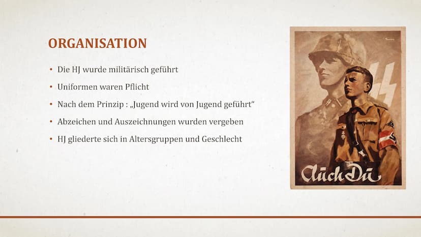 HITLERJUGEND
PAUL, FINN, LEO GLIEDERUNG
1. Gründung und Entwicklung
2. Organisation
3. Uniform der Hitlerjugend
4. Ziele und Vorgehensweise
