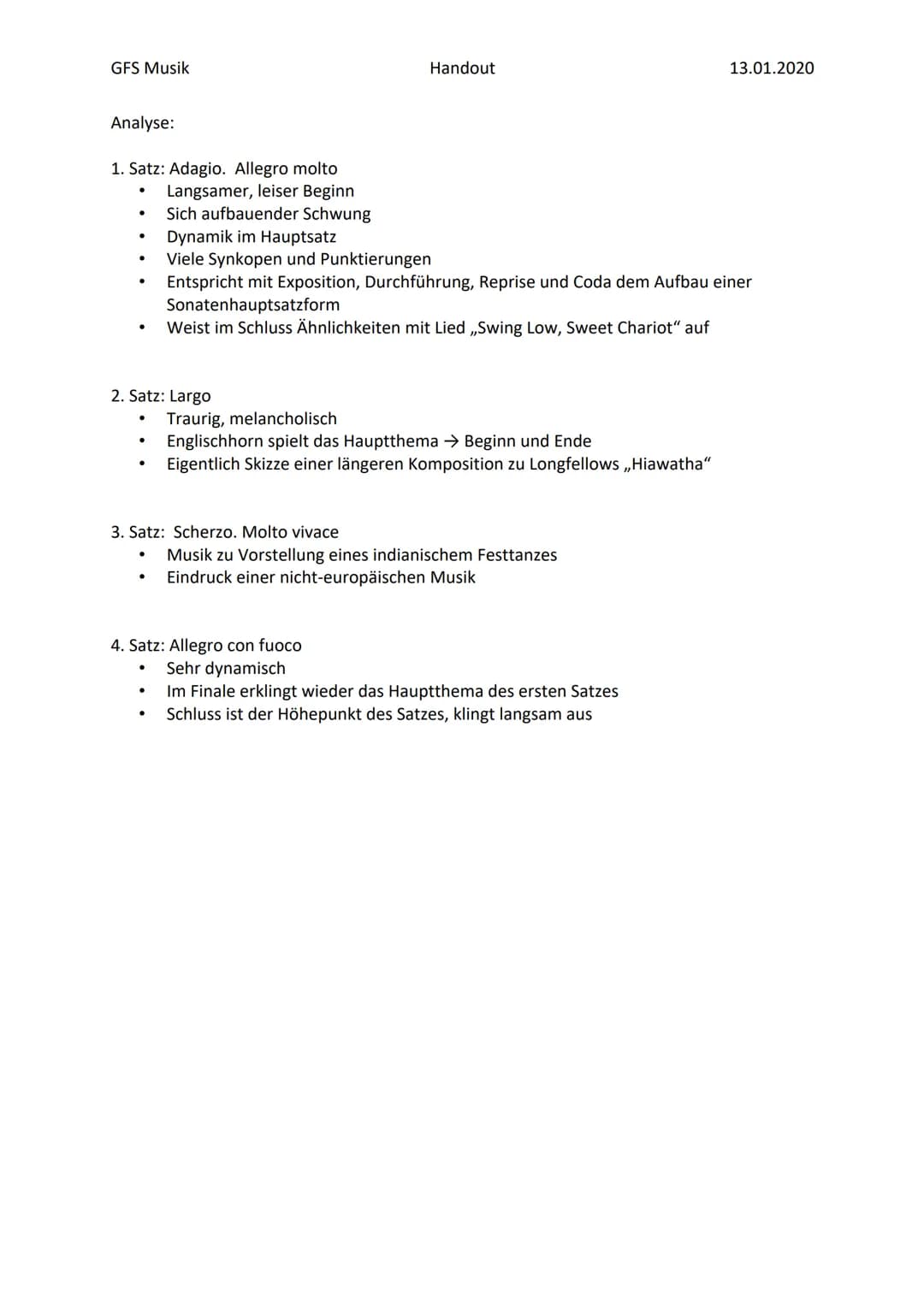 GFS Musik
Biographie:
●
.
●
●
●
●
●
●
Handout
Antonin Dvorak und seine 9. Sinfonie aus der neuen Welt
●
Sinfonie:
Geboren am 8. September 18