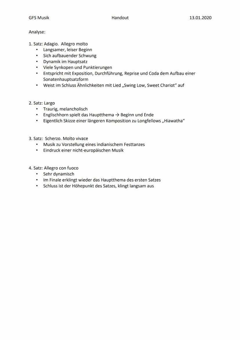 GFS Musik
Biographie:
●
.
●
●
●
●
●
●
Handout
Antonin Dvorak und seine 9. Sinfonie aus der neuen Welt
●
Sinfonie:
Geboren am 8. September 18