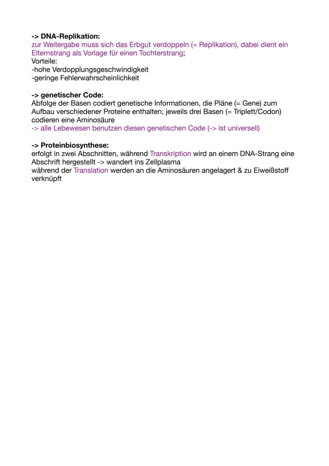 Biologie
Genetik:
Die Genetik (= Vererbungslehre) befasst sich mit der Weitergabe & Ausbildung von
Merkmalen.
Wichtige Begriffe:
Genotyp: Ge