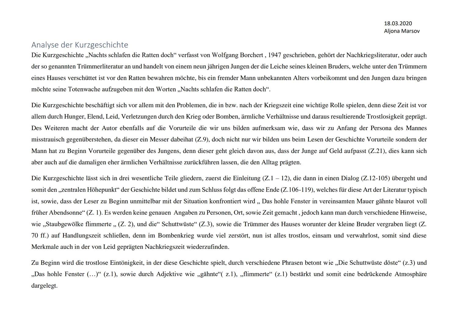 Vorarbeit zur Analyse ,,Nachts schlafen die Ratten doch" - Wolfgang Borchert
Allgemeine Infos
(Einleitung)
●
●
●
●
●
Vorurteile
1947 erschie