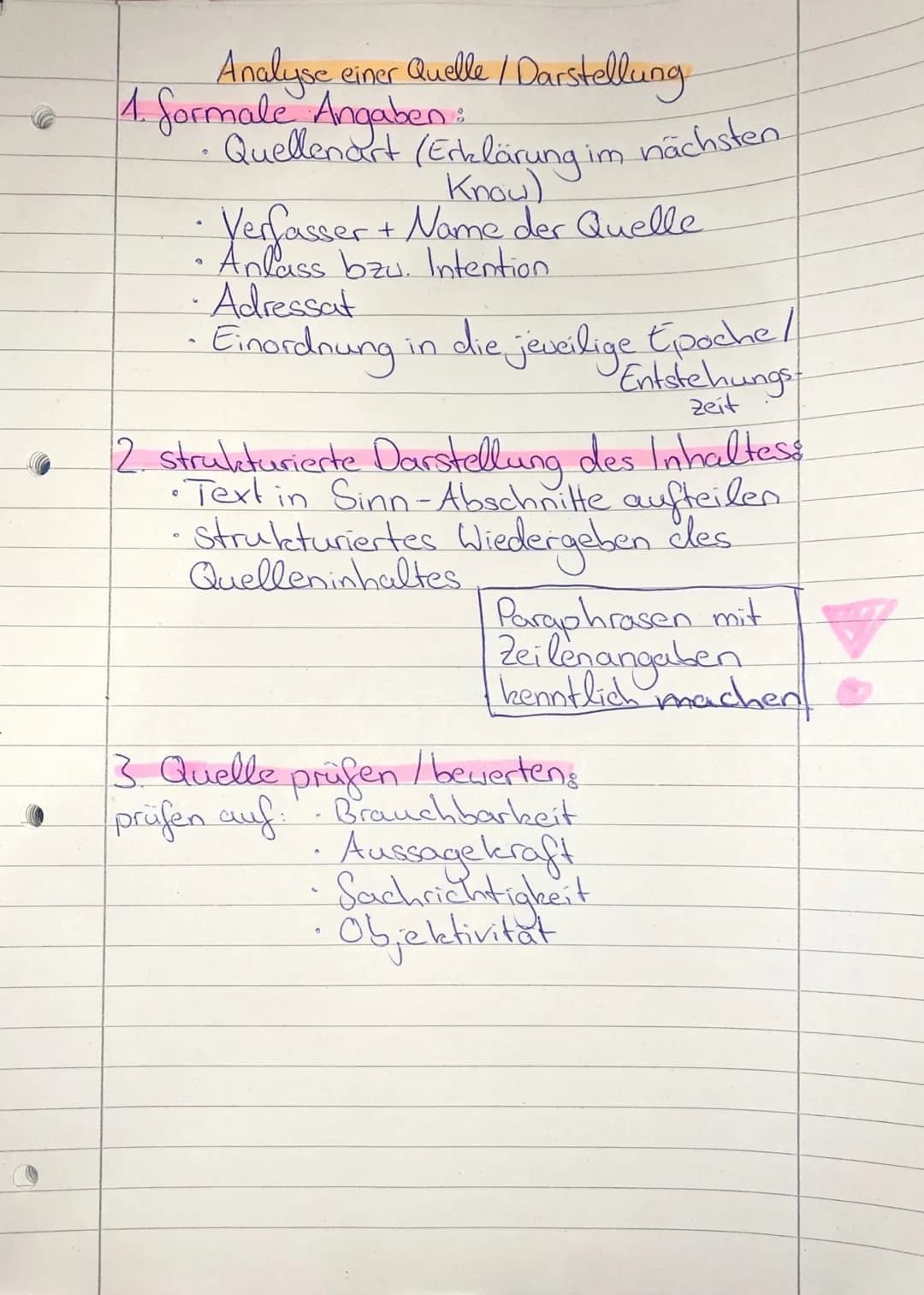 Analyse einer Quelle / Darstellung
4. Sormale Angaben
• Quellenart (Erklärung im nächsten
Know)
• Verfasser + Name der Quelle
• Anlass bzu. 