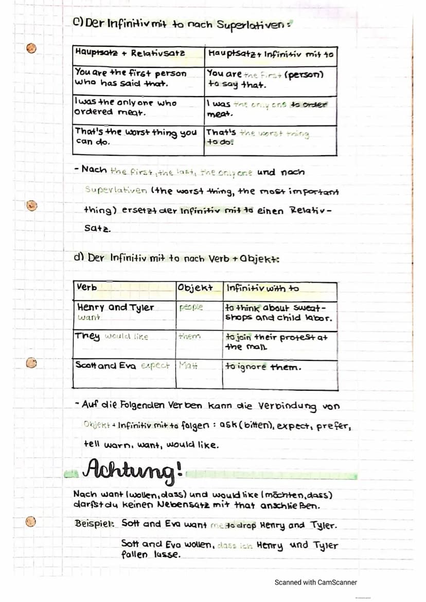 (3
grammar:
Der Infinitiv ist die Grundform des verbs. Im Englischen
findet man diesen in zwei Formen:
mit to (to be, to play, to see) und o