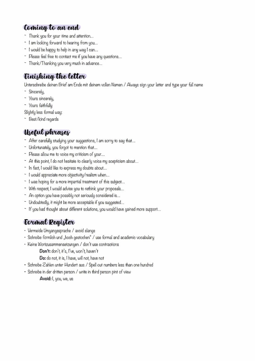 How to: Letter to the Editor
Struktur
1. Adresse/adress
2. Datum /date
3. Betreff / reference line
4. Anrede / form of adress
5. Anfang/star