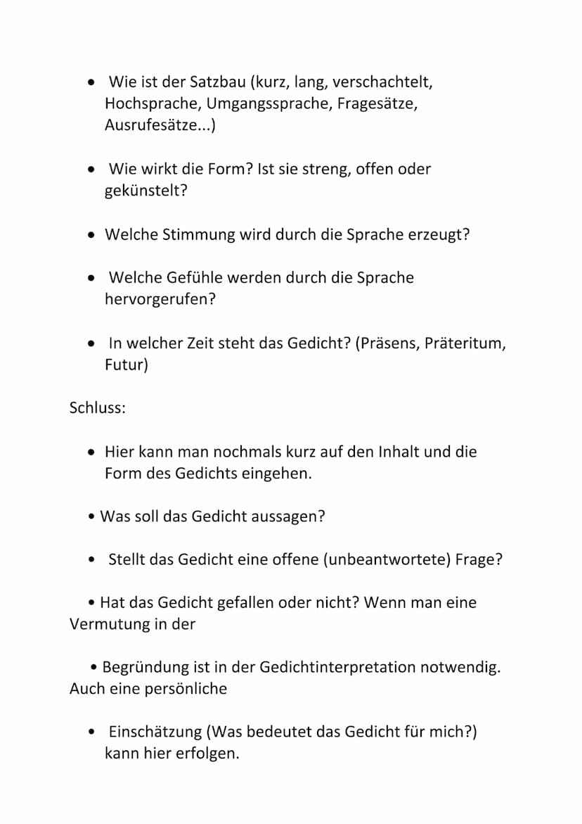 GEDICHTES INTERPRETATION
Gedichts Interpretation wird in 3 teilen Aufgebaut
(Einleitung, Hauptteil, Schluss)
Einleitung
AUFBAU
Hauptteil
Der