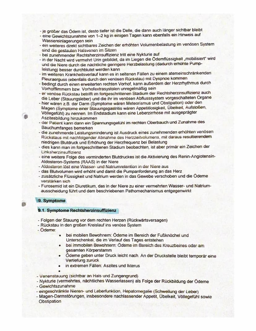 Herzinsuffizienz
1. Definition
- verminderte Leistungsfähigkeit (Kraft) des Herzens den Kreislauf mit ausreichend Blut zu
versorgen
- dadurc