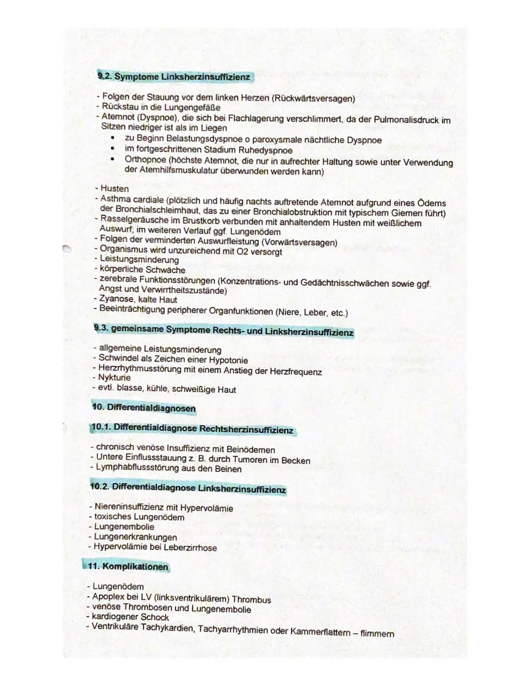 Herzinsuffizienz
1. Definition
- verminderte Leistungsfähigkeit (Kraft) des Herzens den Kreislauf mit ausreichend Blut zu
versorgen
- dadurc