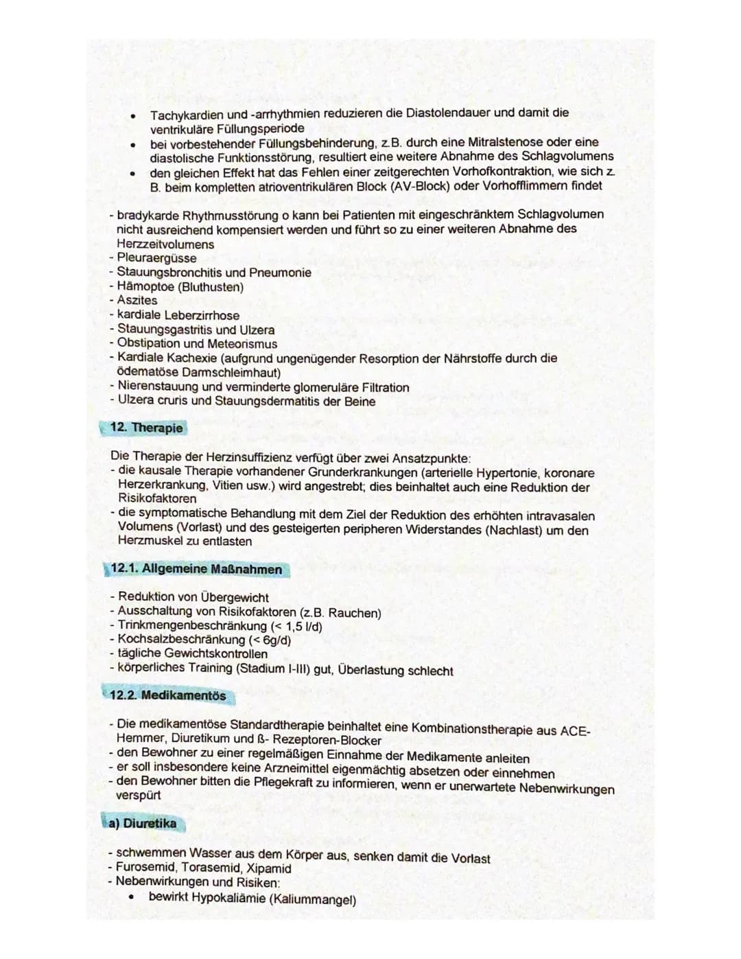 Herzinsuffizienz
1. Definition
- verminderte Leistungsfähigkeit (Kraft) des Herzens den Kreislauf mit ausreichend Blut zu
versorgen
- dadurc