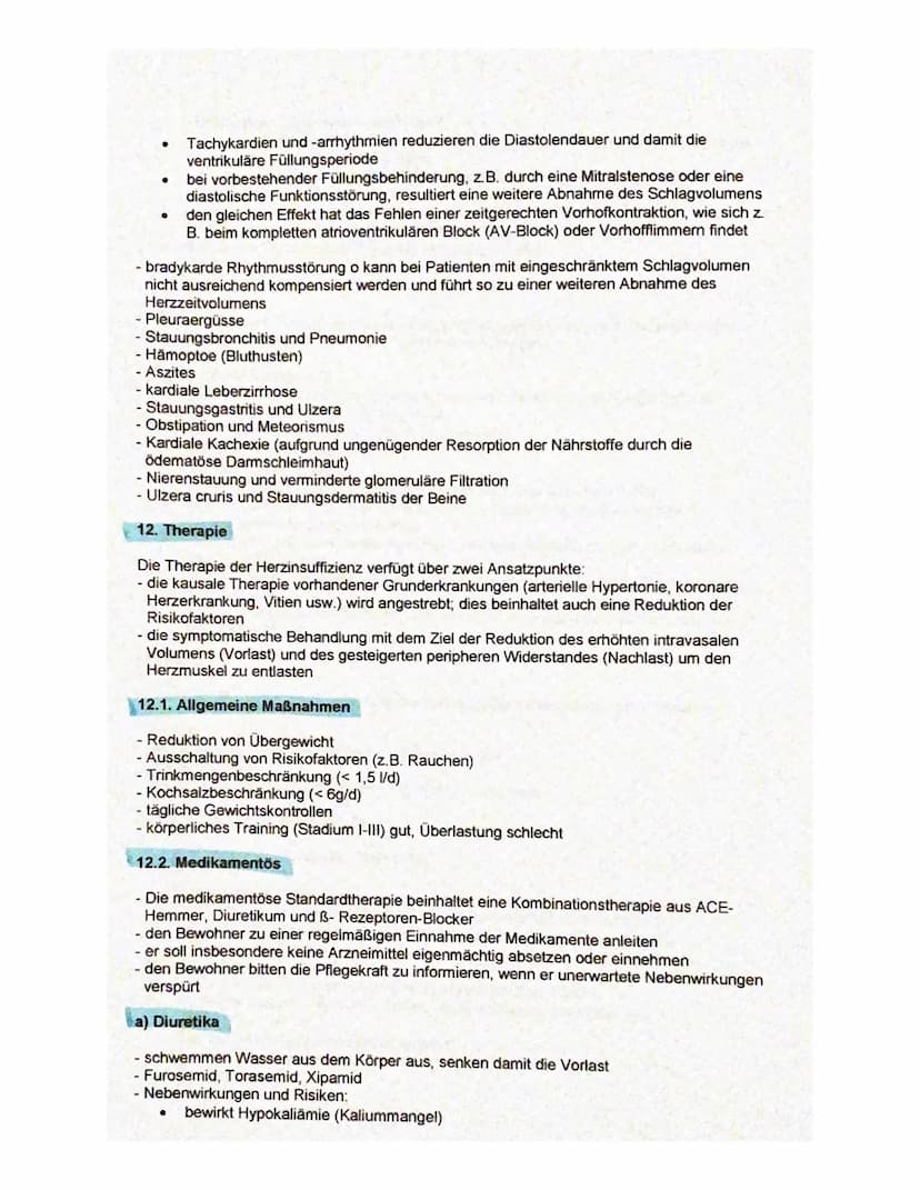 Herzinsuffizienz
1. Definition
- verminderte Leistungsfähigkeit (Kraft) des Herzens den Kreislauf mit ausreichend Blut zu
versorgen
- dadurc