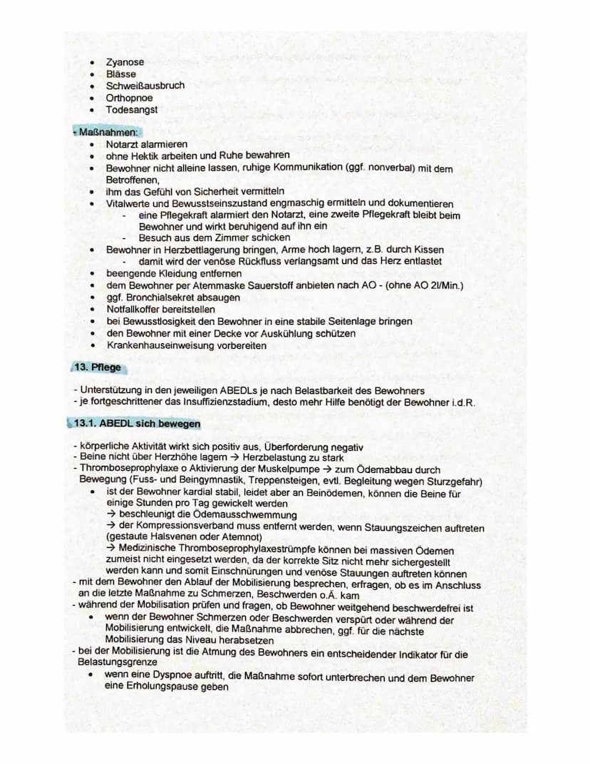 Herzinsuffizienz
1. Definition
- verminderte Leistungsfähigkeit (Kraft) des Herzens den Kreislauf mit ausreichend Blut zu
versorgen
- dadurc