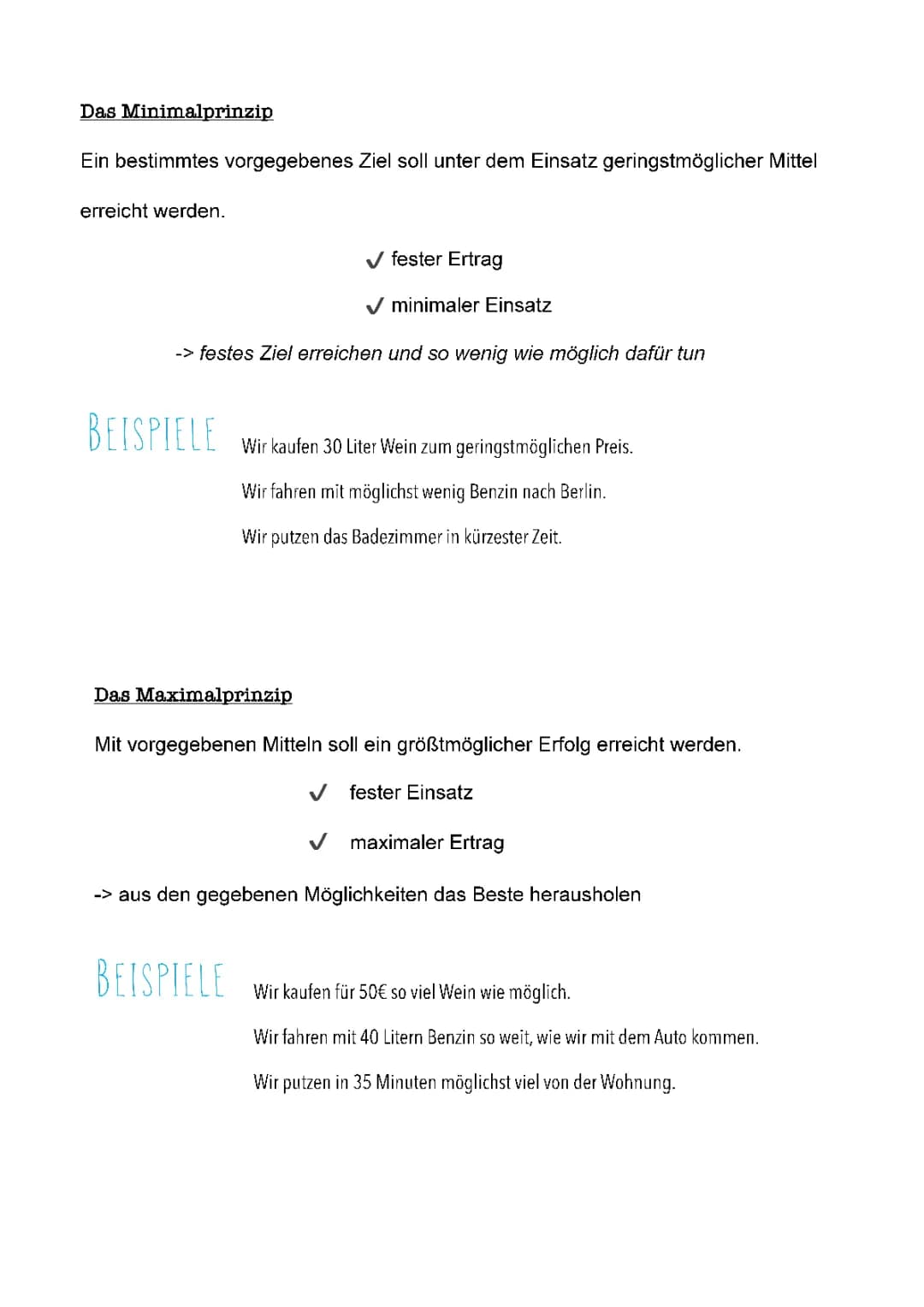 Minimalprinzip und Maximalprinzip 