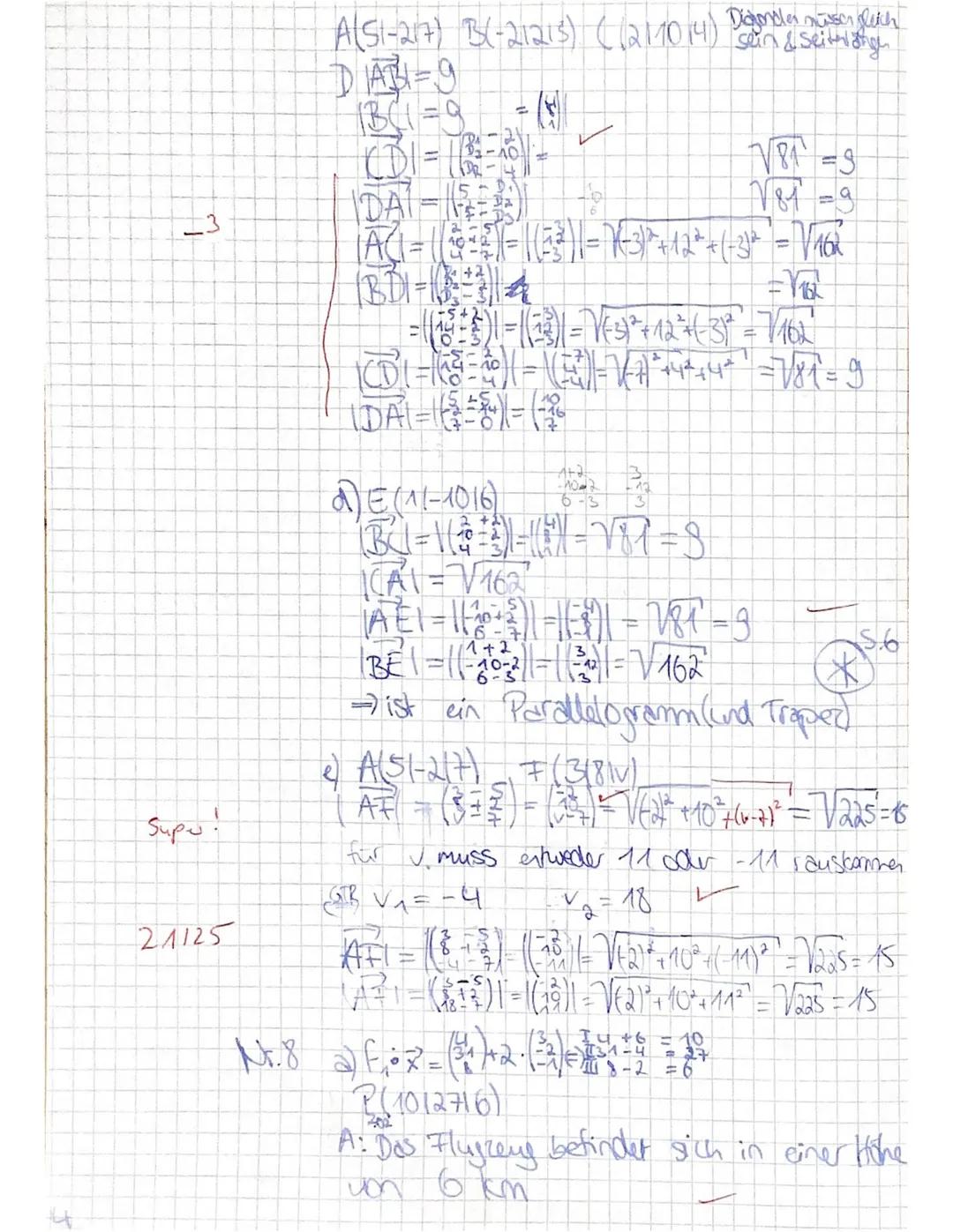 Mathe Q2
1. Klausur
Name:
Prüfungsteil 1: ohne GTR, ohne Formelsammlung (max. 45 min.)
Aufgabe 1 Punkte und Vektoren im Raum (5+3+1+5 = 14 P