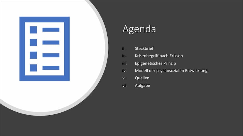 Laura & Jule
Erik H. Erikson Agenda
i.
ii.
iii.
iv.
V.
vi.
Steckbrief
Krisenbegriff nach Erikson
Epigenetisches Prinzip
Modell der psychosoz