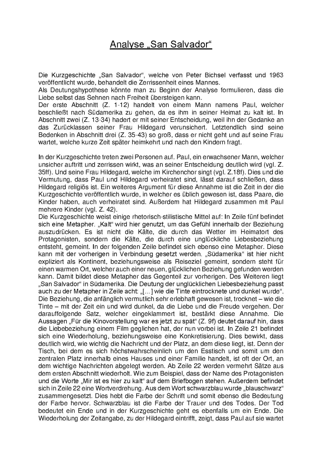 Analyse "San Salvador"
