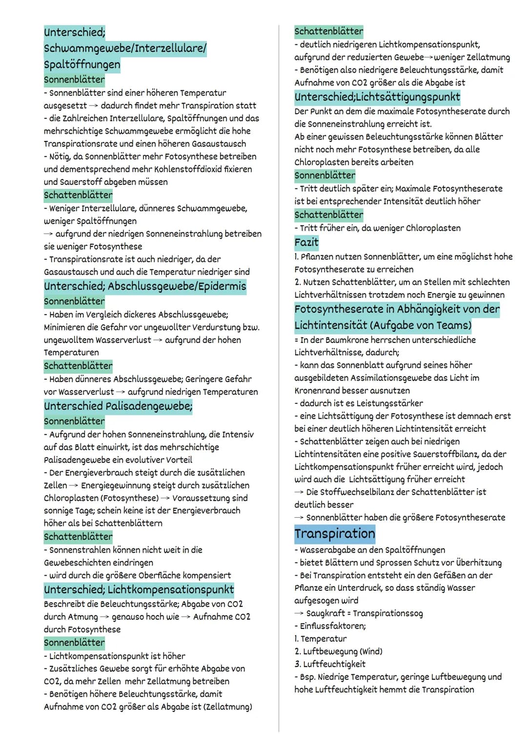 Fotosynthese
FW 1.2 Struktur und Funktion
= auf der Ebene von Organellen
Struktur und Funktionsbeziehungen
Fotosynthese findet ausschließlic