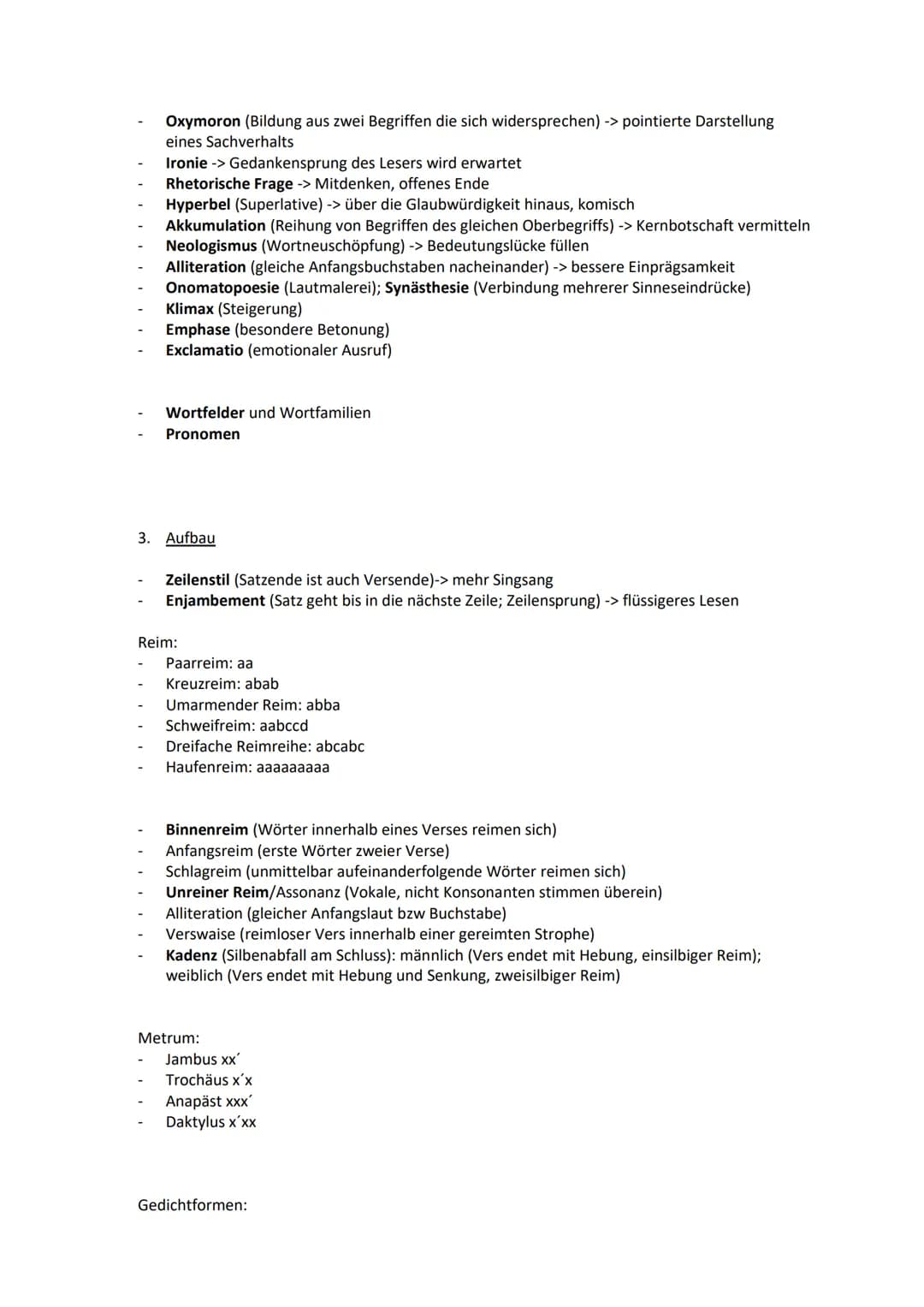 Gedichte
1. Epochen
Sturm und Drang (1765-1785) -> Schiller, Klinger, Lenz, Goethe
Gott nicht als Weltenlenker, sondern als die überall in d