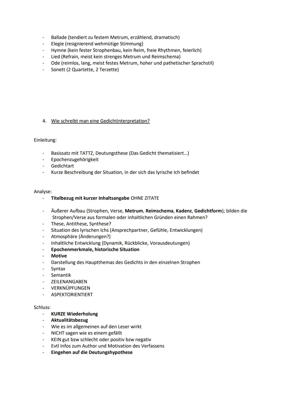 Gedichte
1. Epochen
Sturm und Drang (1765-1785) -> Schiller, Klinger, Lenz, Goethe
Gott nicht als Weltenlenker, sondern als die überall in d