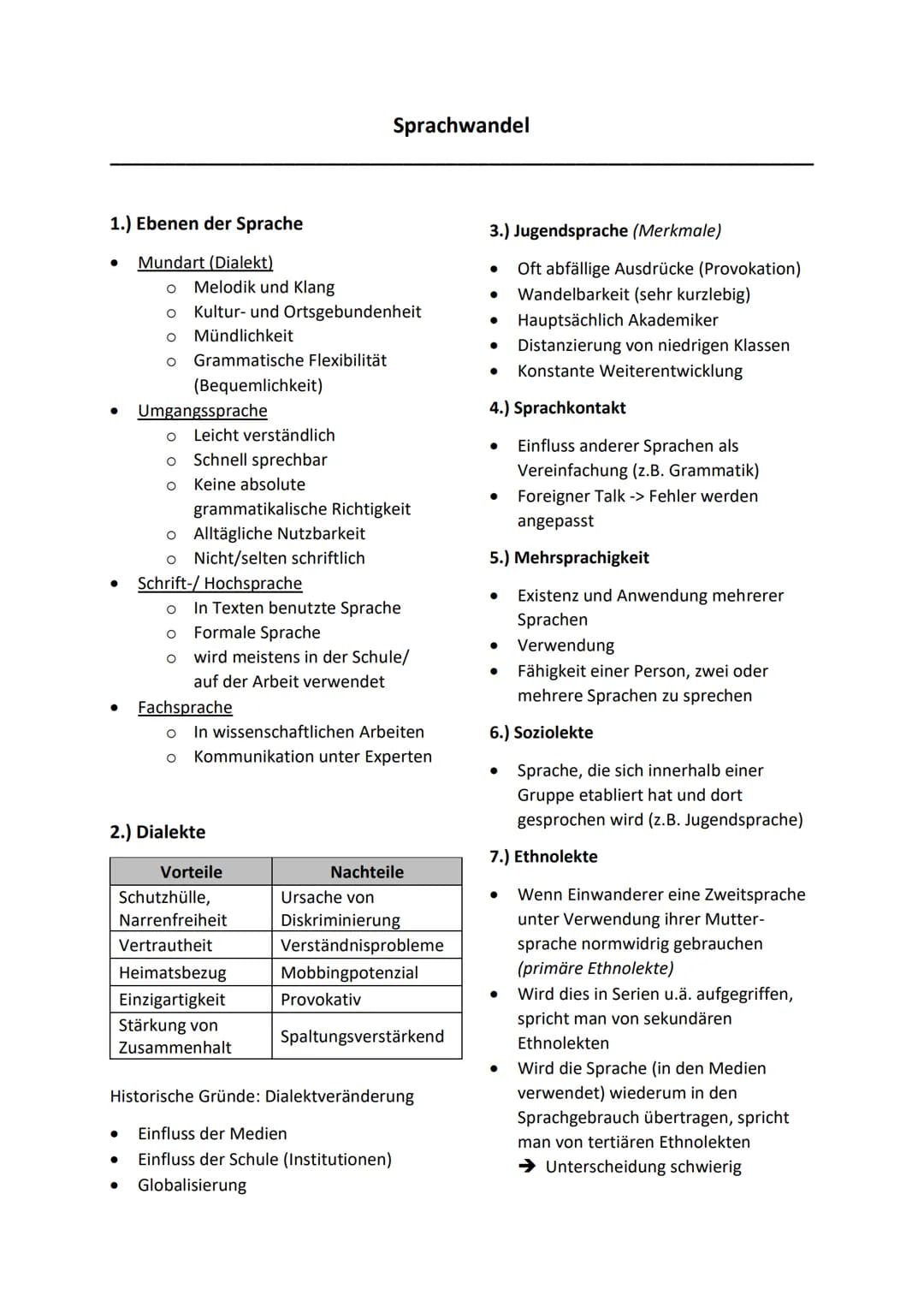 1.) Ebenen der Sprache
● Mundart (Dialekt)
●
●
Melodik und Klang
O Kultur- und Ortsgebundenheit
Mündlichkeit
O
O
Grammatische Flexibilität
(