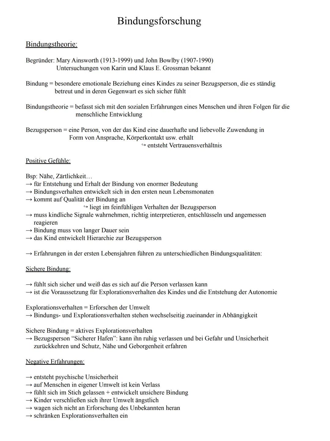 # Bindungsforschung

Bindungstheorie:

Begründer: Mary Ainsworth (1913-1999) und John Bowlby (1907-1990)
Untersuchungen von Karin und Klaus 
