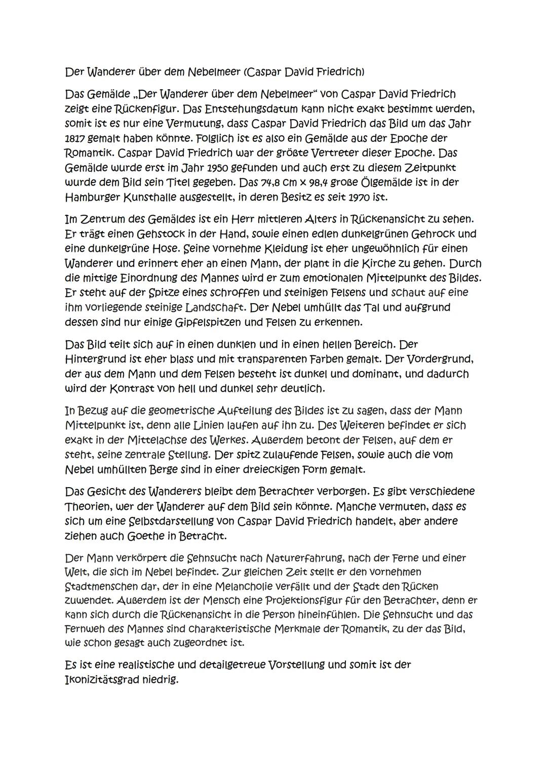 Bildanalyse "Der Wanderer über dem Nebelmeer"