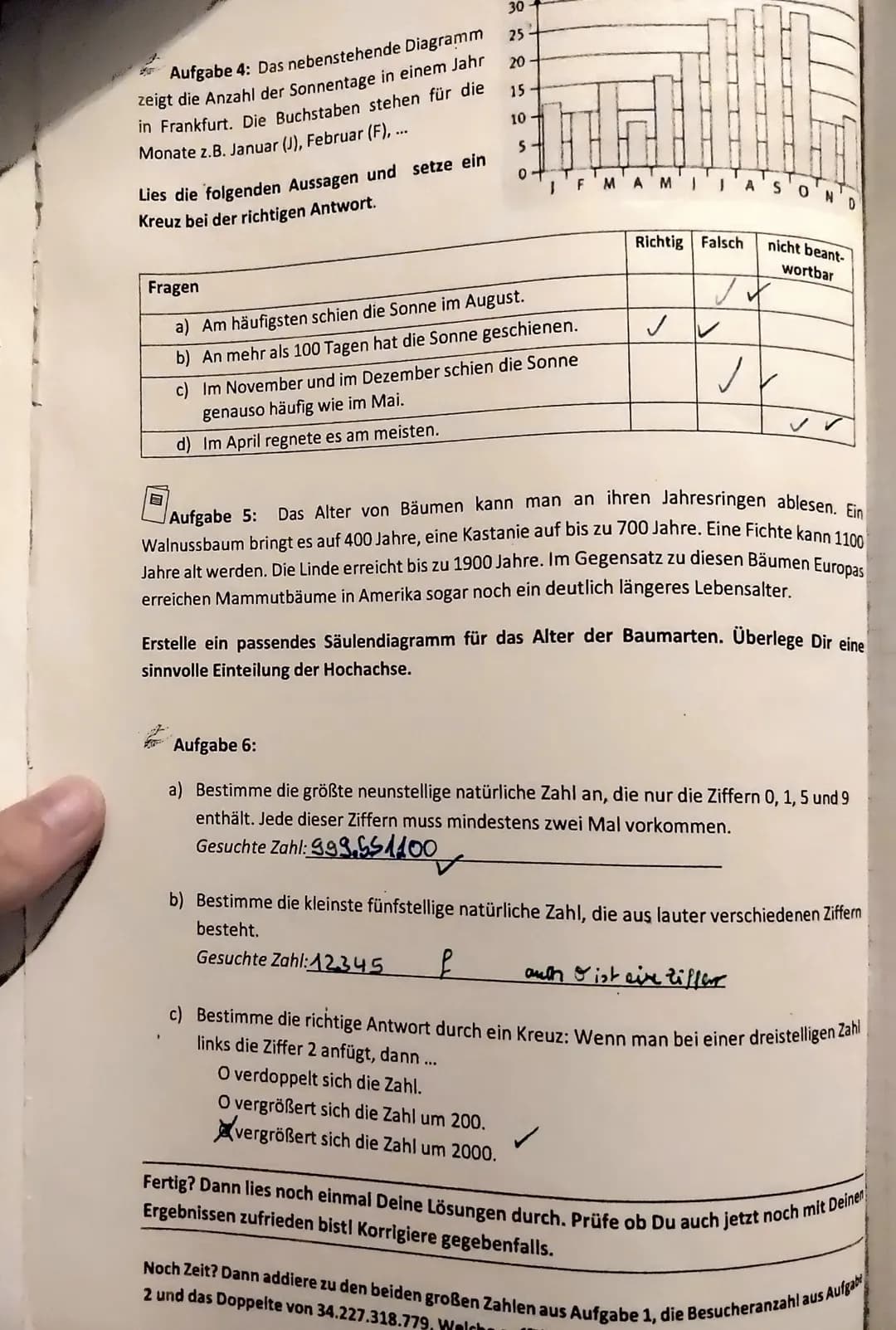 Mathematikarbeit Nr.1
Name: Cosima Ludwig
ACHTUNG: Bearbeite alle Aufgaben gut leserlich und ordentlich! Löse die Aufgaben, die mit
Klasse 5