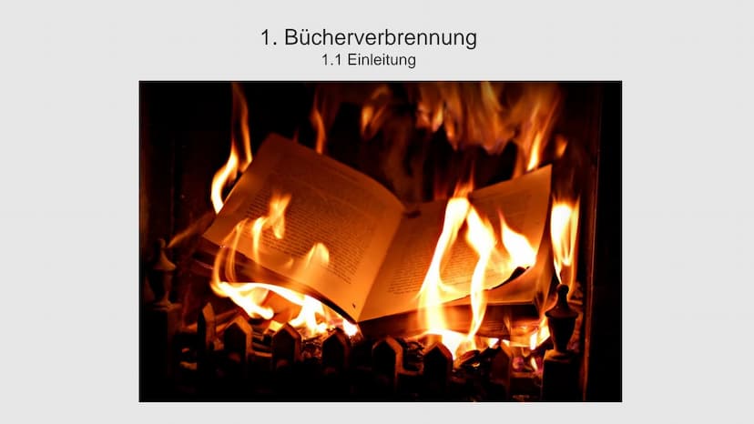Ausstellung
Entartete Kunst"
Eintritt frei
Bücherverbrennung
Entartete
Kunst 1. Bücherverbrennung
1.1 Einleitung
1.2 Geschichte der Bücherve