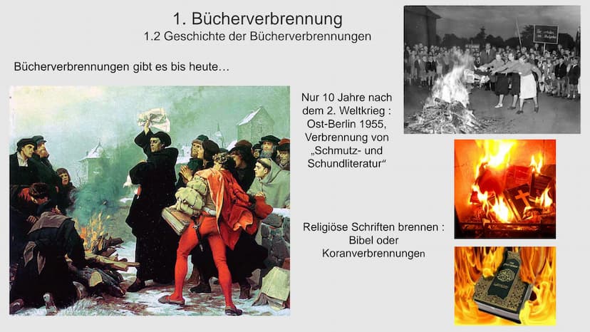 Ausstellung
Entartete Kunst"
Eintritt frei
Bücherverbrennung
Entartete
Kunst 1. Bücherverbrennung
1.1 Einleitung
1.2 Geschichte der Bücherve