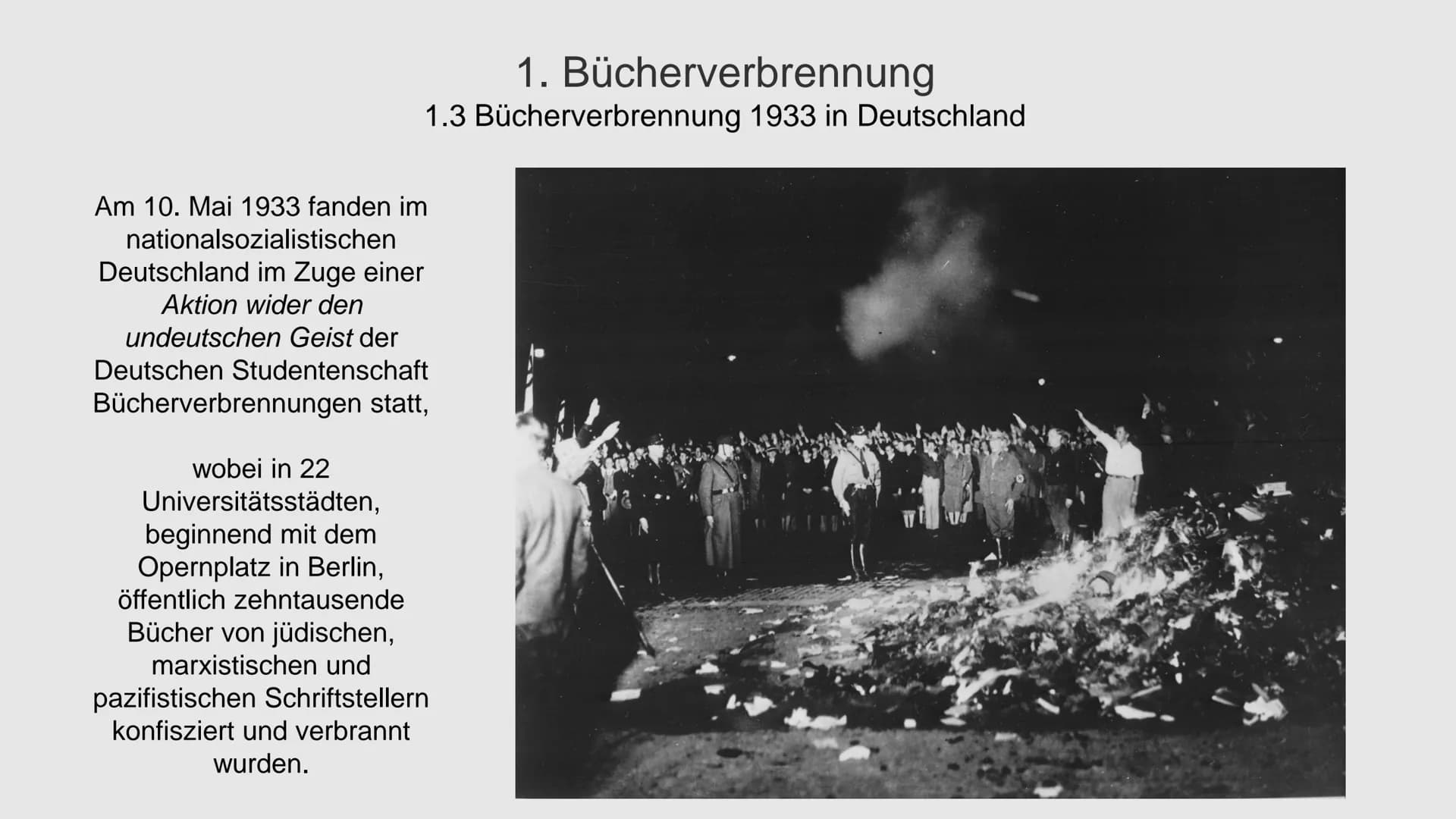 Ausstellung
Entartete Kunst"
Eintritt frei
Bücherverbrennung
Entartete
Kunst 1. Bücherverbrennung
1.1 Einleitung
1.2 Geschichte der Bücherve