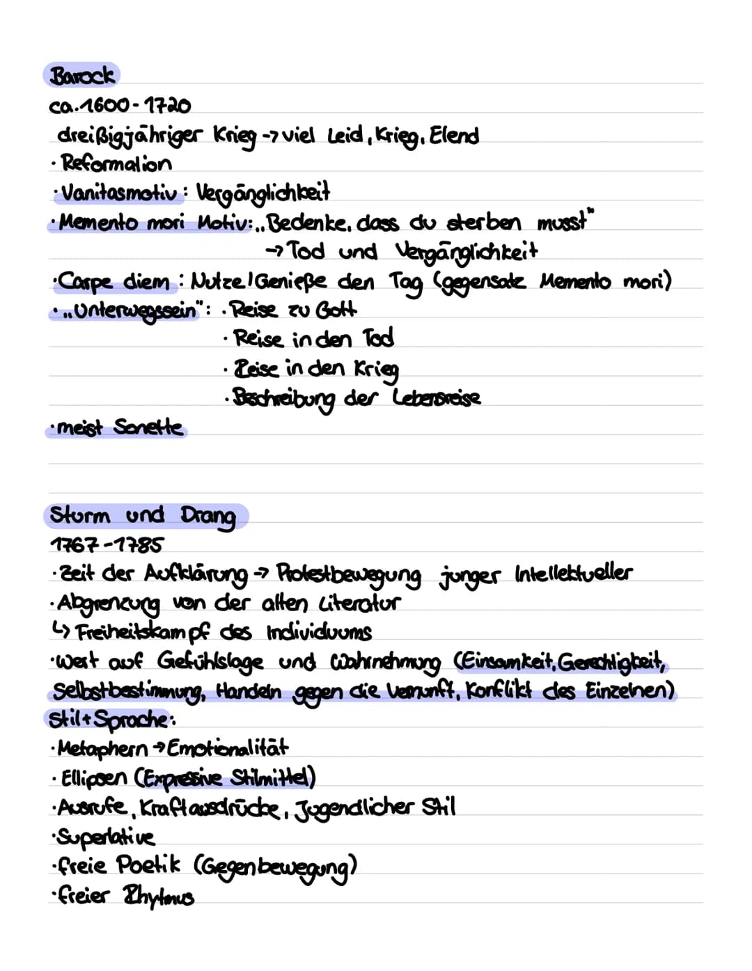 Barock
ca.1600-1720
dreißigjähriger Krieg -7 viel Leid, Krieg, Elend
• Reformation
• Vanitasmotiv: Vergänglichkeit
• Memento mori Motiv:.. B