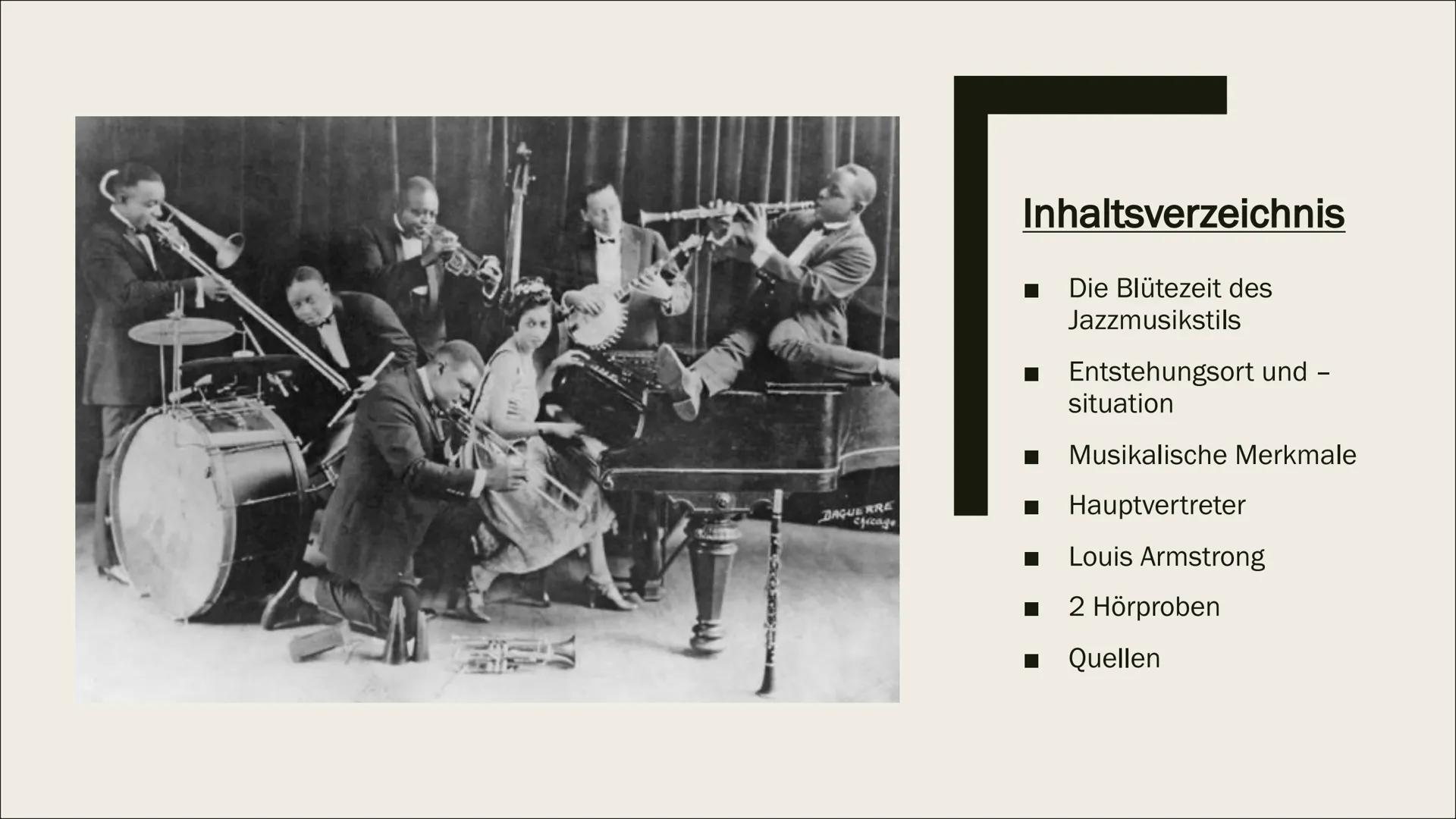 NEW-ORLEANS-JAZZ DAGUERRE
eficage
Inhaltsverzeichnis
Die Blütezeit des
Jazzmusikstils
Entstehungsort und -
situation
■
■
■
Musikalische Merk