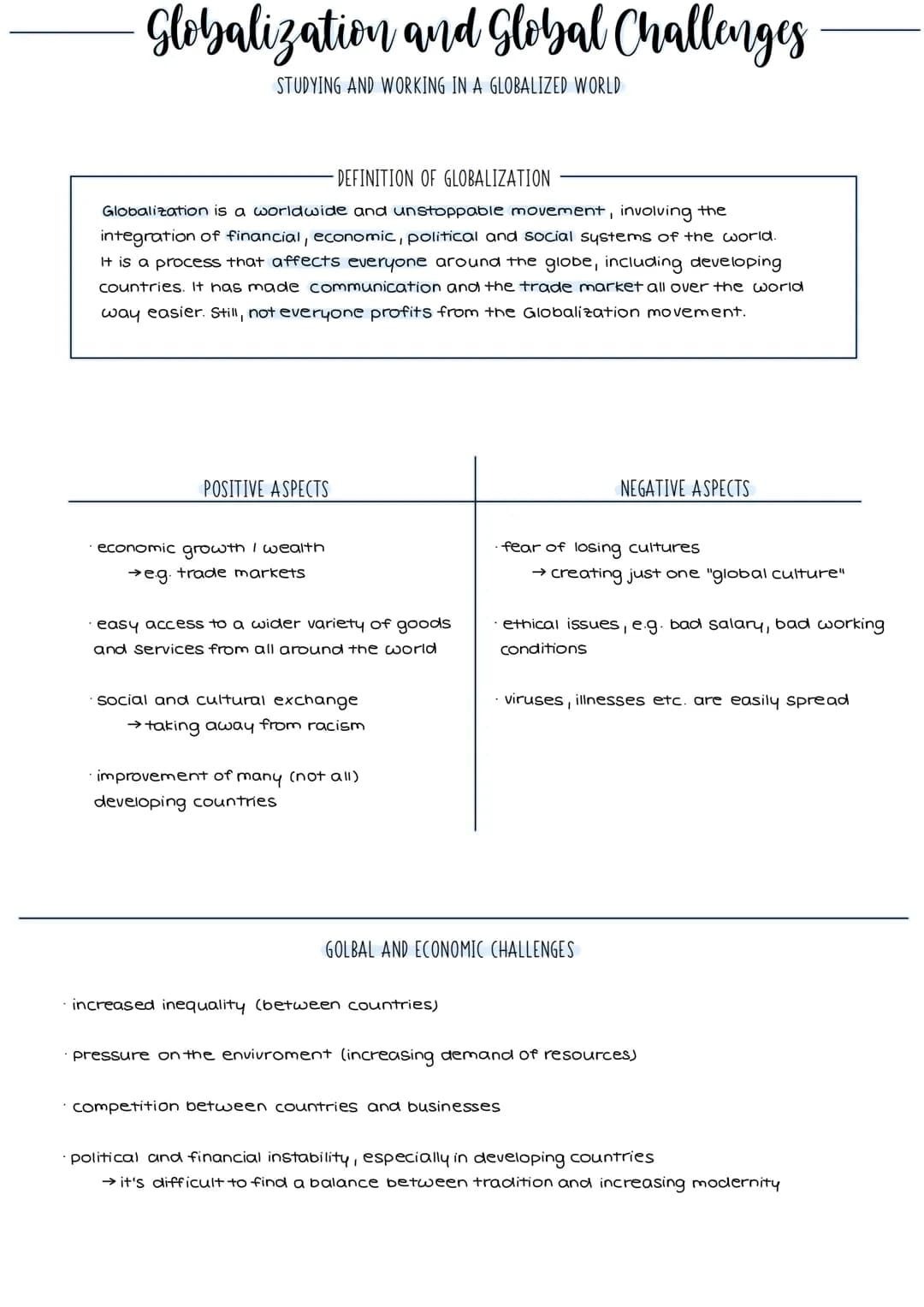 Globalization and Global Challanges
STUDYING AND WORKING IN A GLOBALIZED WORLD
DEFINITION OF GLOBALIZATION
Globalization is a worldwide and 