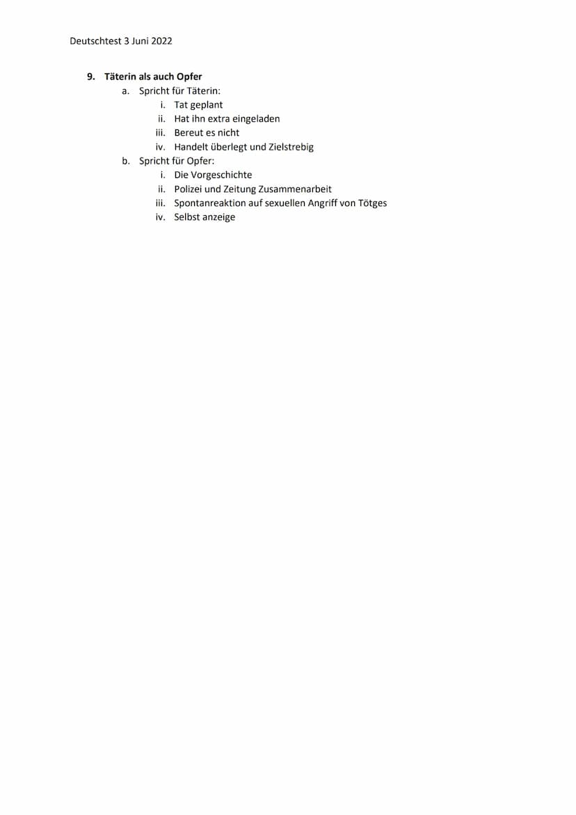 Deutschtest 3 Juni 2022
Teil Literatur: die verlorene Ehre der Katharina Blum
2.
1. "Ehre" = Wertschätzung und Achtung die ein Mensch von se