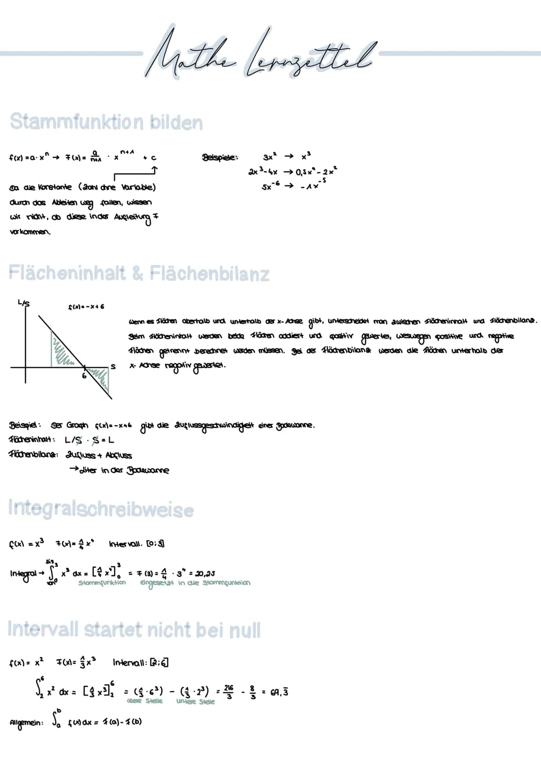 Stammfunktion bilden
n+A
f(x) =a.x^→ F(x) = x + C
Da die Konstante (aani chne Variable)
durch das Ableiten weg fallen, wissen
wir nicht, ob 