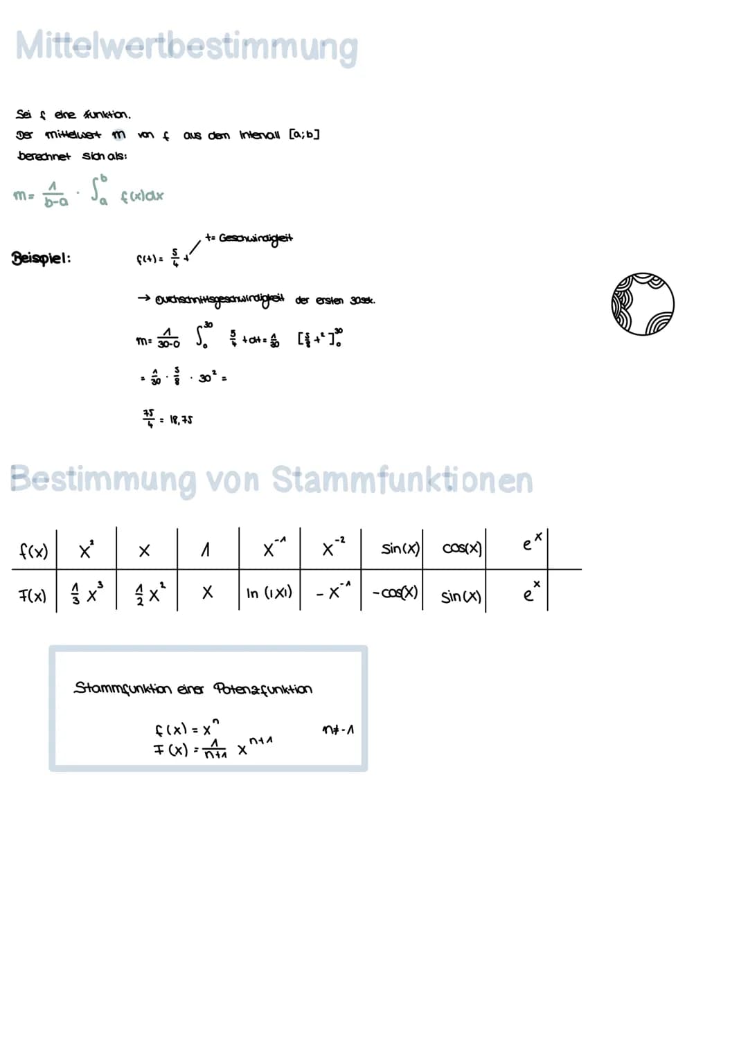 Stammfunktion bilden
n+A
f(x) =a.x^→ F(x) = x + C
Da die Konstante (aani chne Variable)
durch das Ableiten weg fallen, wissen
wir nicht, ob 